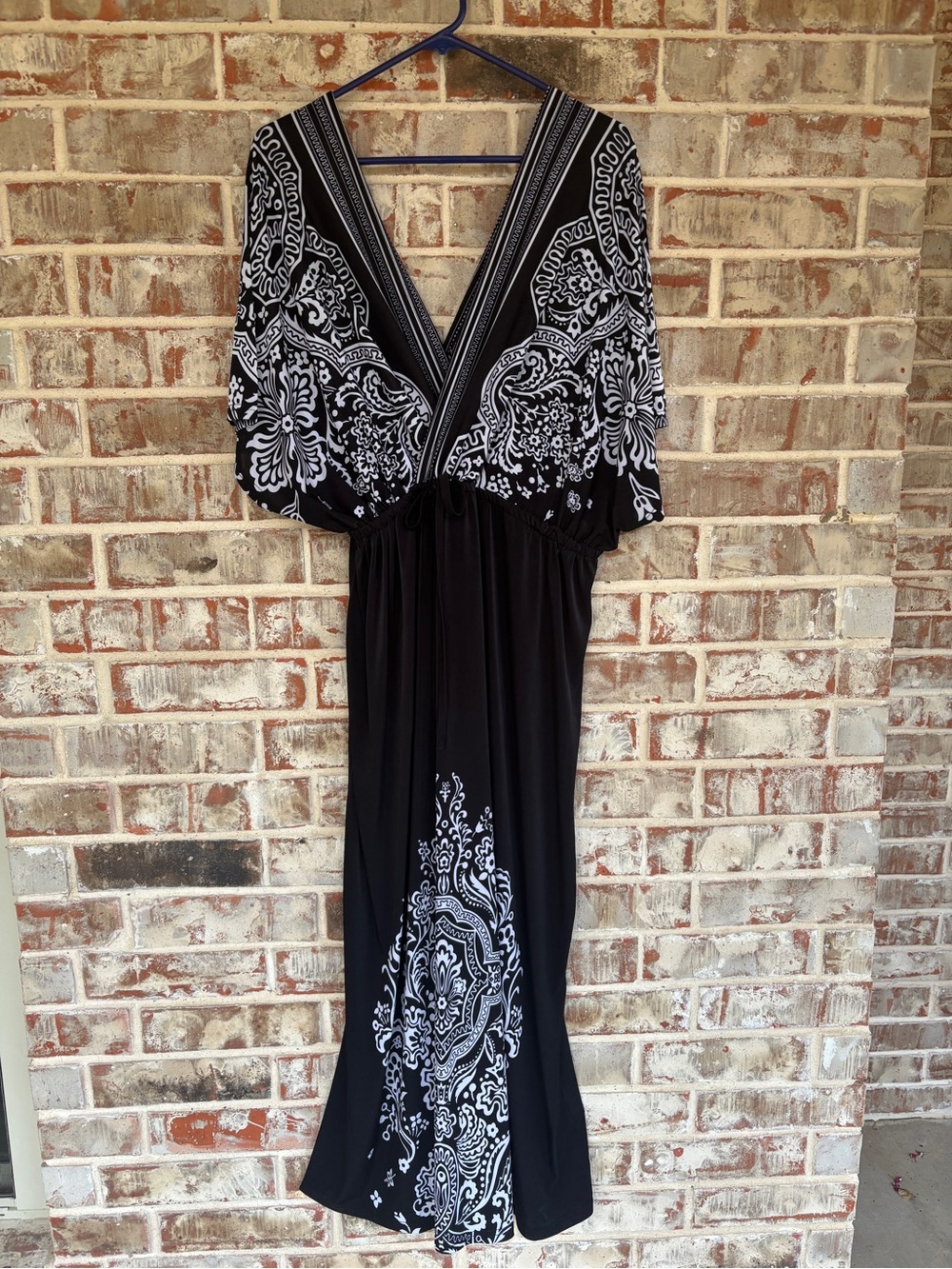 Just Love Black & White Floral Printed V-Neck Women’s Maxi Dress